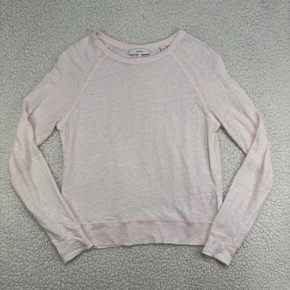 VINCE Linen Sweater Pink Womens S Lightweight Spring Minimalist Capsule Travel - Picture 1 of 8